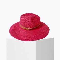 Chapeaux | Craie Studio Chapeau Fedora Raphia Fushia Rose