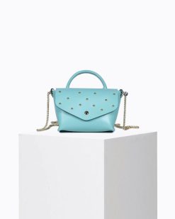 Sacs Bandoulieres | Craie Studio Sac Ecrin Stud Turquoise Bleu