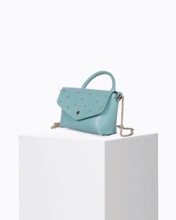 Sacs Bandoulieres | Craie Studio Sac Ecrin Stud Turquoise Bleu