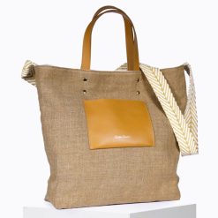 Grands Cabas | Craie Studio Cabas Ruban Lurex Miel Camel