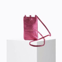 Mini Sacs | Craie Studio Pochette De Telephone Grigri Metal Bonbon Rose