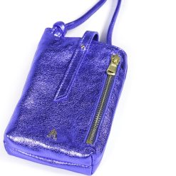 Mini Sacs | Craie Studio Pochette De Telephone Grigri Metal Splash Bleu