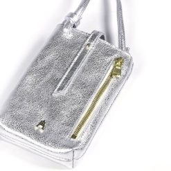 Mini Sacs | Craie Studio Pochette De Telephone Grigri Metal E Argent