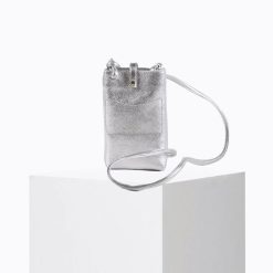 Mini Sacs | Craie Studio Pochette De Telephone Grigri Metal E Argent