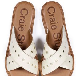 Sandales Femmes | Craie Studio Sandales Infiniti Rivets Creme Blanc