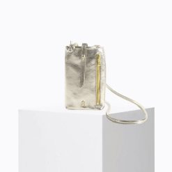 Mini Sacs | Craie Studio Pochette De Telephone Grigri Metal Or