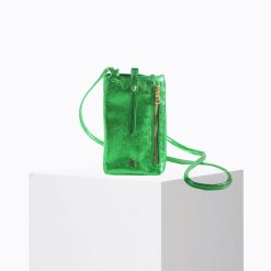 Mini Sacs | Craie Studio Pochette De Telephone Grigri Metal Tropic Vert