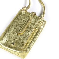 Mini Sacs | Craie Studio Pochette De Telephone Grigri Metal Dore Jaune