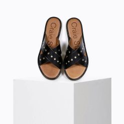 Sandales Femmes | Craie Studio Sandales Infiniti Rivets Noir