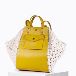 Grands Cabas | Craie Studio Sac Link Macrame Tournesol Jaune